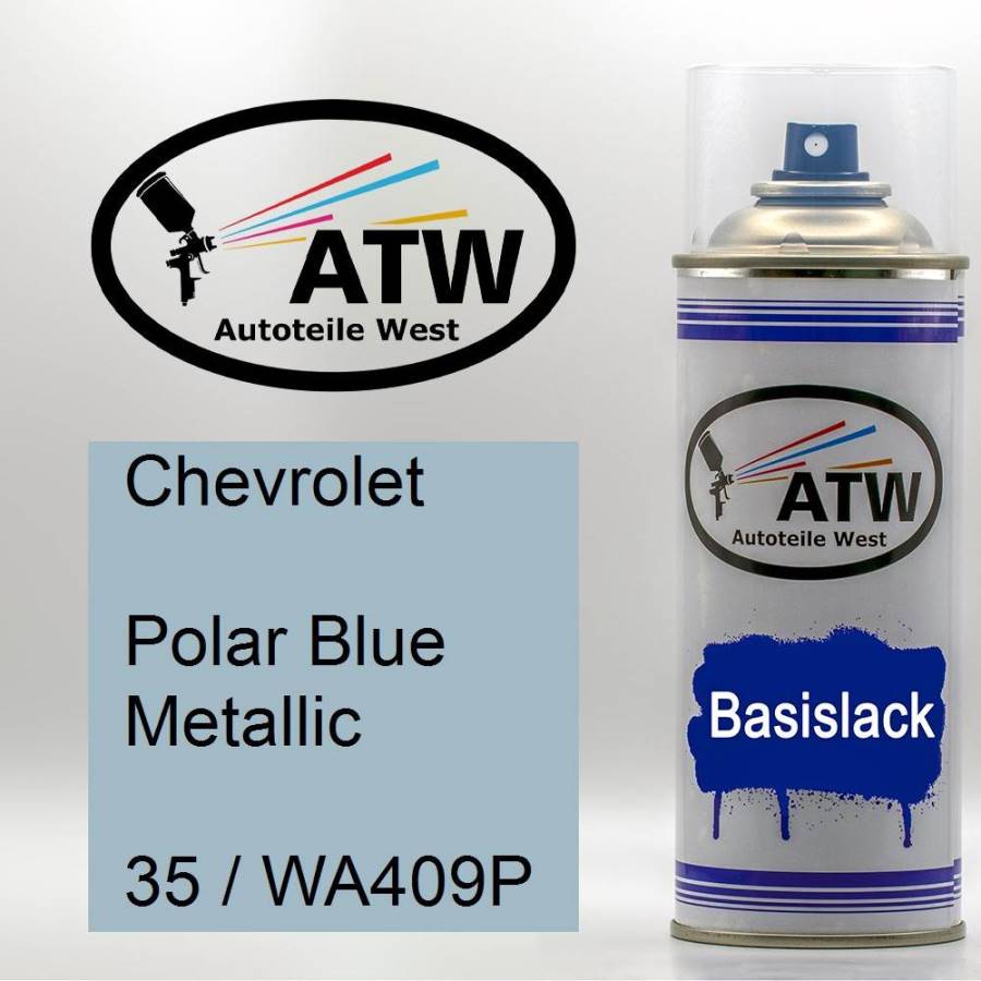 Chevrolet, Polar Blue Metallic, 35 / WA409P: 400ml Sprühdose, von ATW Autoteile West.